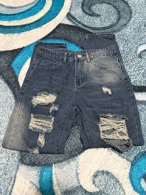 Romwe Distressed Ripped Blue Jeans Size 30